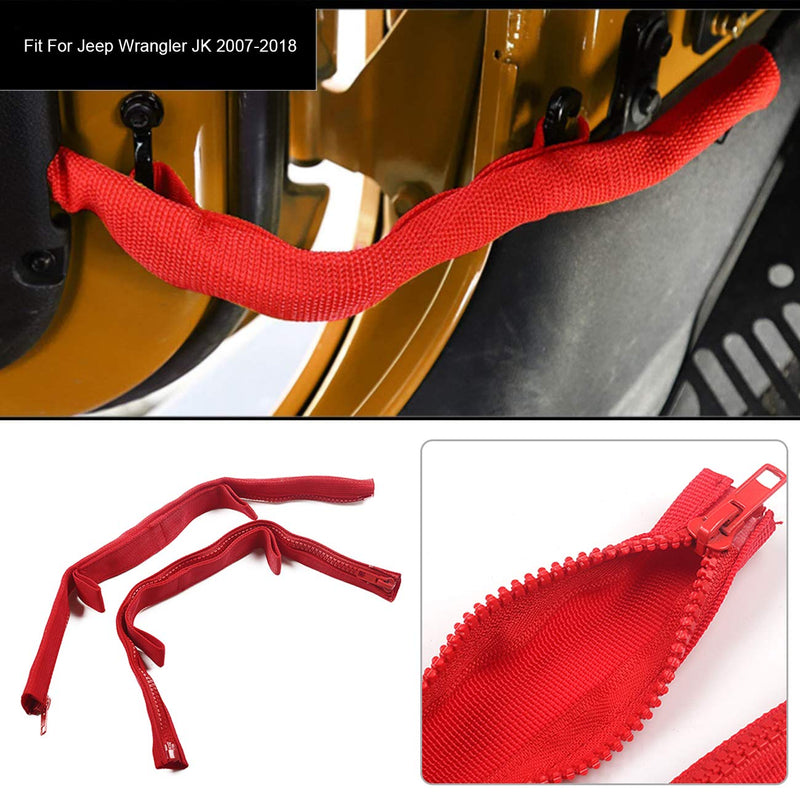 [Australia] - buyinhouse for Wrangler JK 2007-2018 Door Limiting Strap Hinge Adjustable Replacement Door Check Straps Cloth Wiring Protector(Red Style,2 Pack) Red Door Limiting Strap 