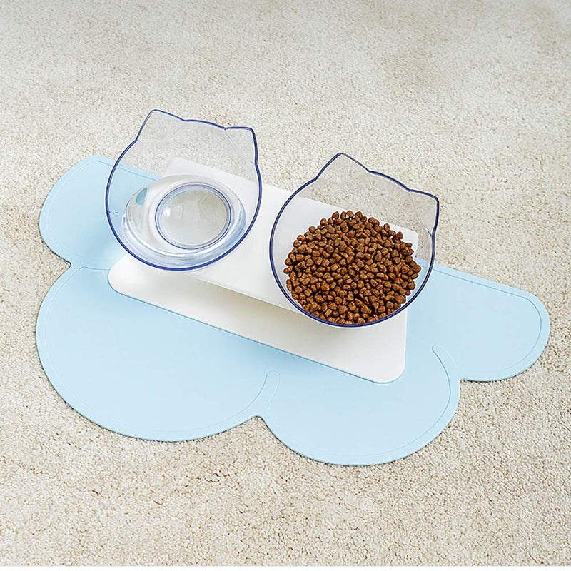 [Australia] - Luck Dawn Pet Food Tray, Cloud Silicone Pet Feeding Mat Pad Premium Anti-Slip Waterproof Dog Cat Bowl Placemat Placemat Blue 