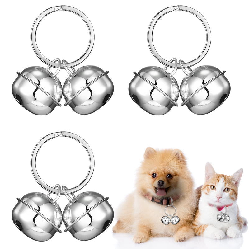 Set of 3 Loud Cat and Dog Bells Chase Bells Loud Dog Bells Pet Bells for Collars for Cats Pets Collar Charm Pendant Bells (Silver) - PawsPlanet Australia