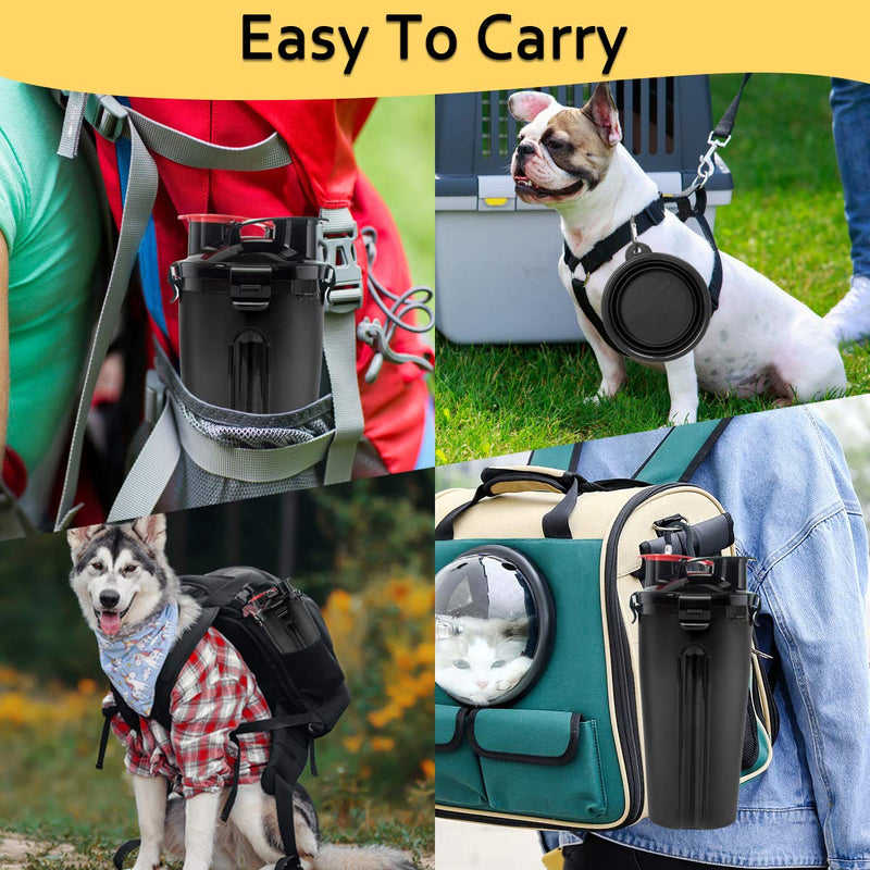 Esing Dog Water Bottles W/Bowls Pet Portable Drinking Bottle Puppy Travel Dispenser Doggie Kettle Kittens Feeding Cup W/Food Container Black - PawsPlanet Australia