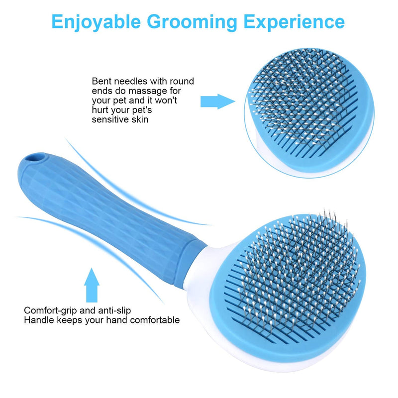 Depets Self Cleaning Slicker Brush, Dog Cat Bunny Pet Grooming Shedding Brush - Easy to Remove Loose Undercoat, Pet Massaging Tool Suitable for Pets with Long or Short Hair - PawsPlanet Australia