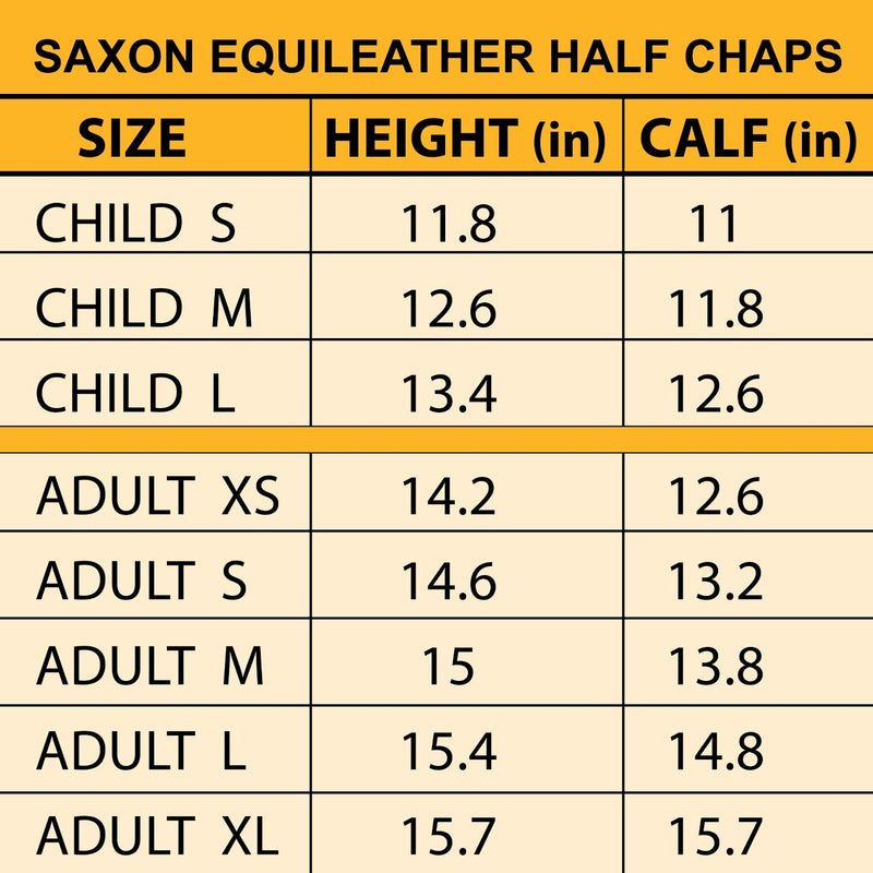 Saxon. Children's Equileather Half Chaps Black Large - PawsPlanet Australia