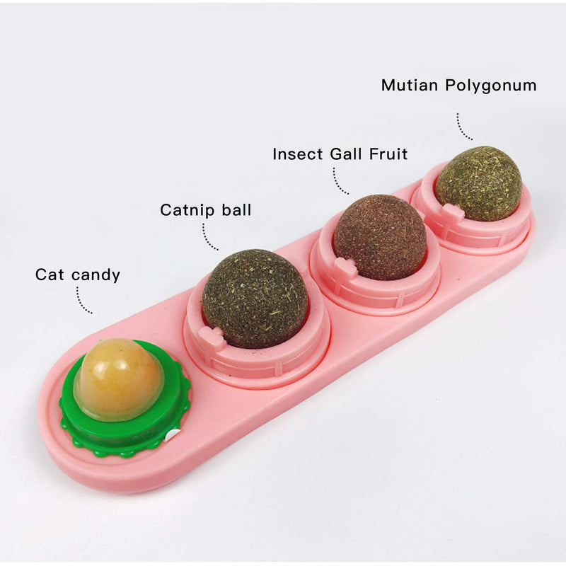 Elehui Catnip Toys Balls, Kitten Toys Edible Catnip Balls Safe and Healthy Catnip Cat Family Chasing Game Toys, Cleaning Teeth Protecting The Stomach (Pink) Pink - PawsPlanet Australia