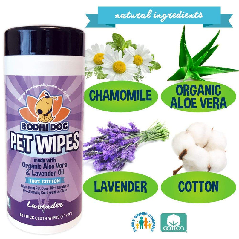 [Australia] - Pet Grooming Wipes, All Natural 100% Cotton Lavender and Organic Aloe, Large Wet & Thick Deodorizing and Cleaning Best for Dog & Cat Paws & More 