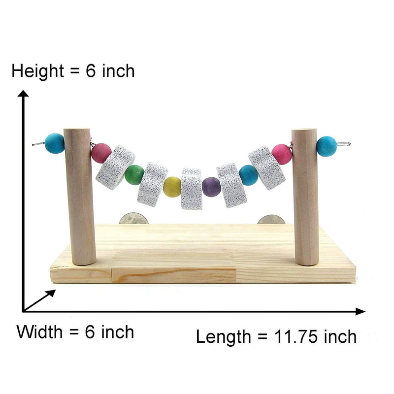 [Australia] - Wooden Stand Platform with Teeth Grinding Stones for Rat Gerbil Guinea Pig Chinchilla Parrot Parakeet Lovebird Conure 