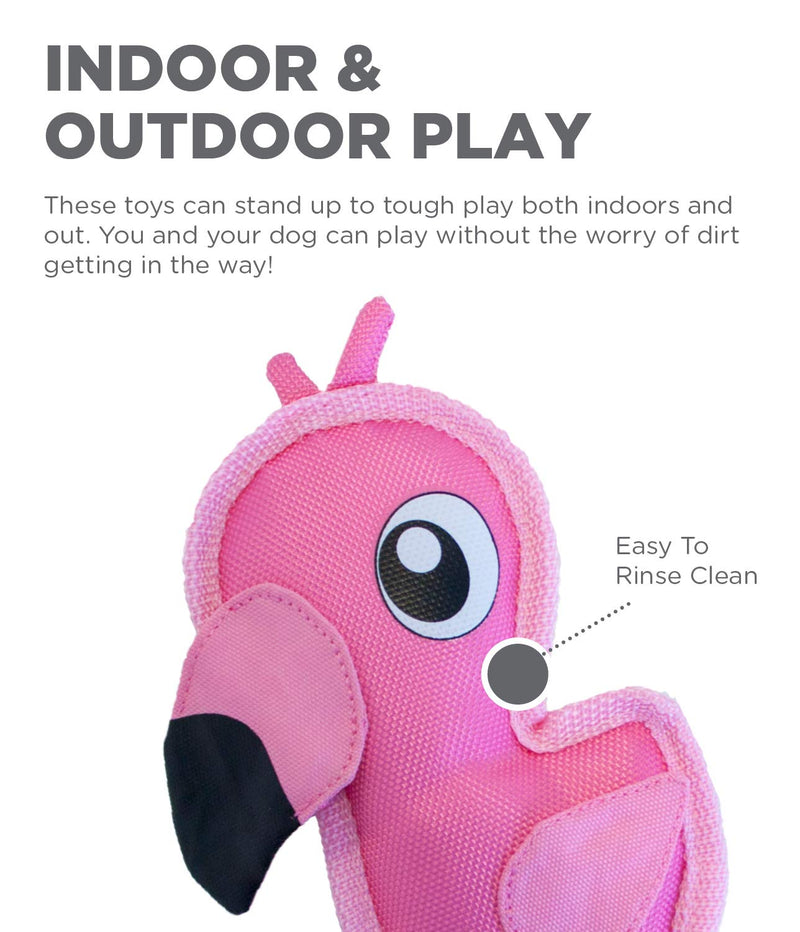 Outward Hound Fire Biterz Durable Tough Dog Toy Made with Firehose Material Small Flamingo - PawsPlanet Australia
