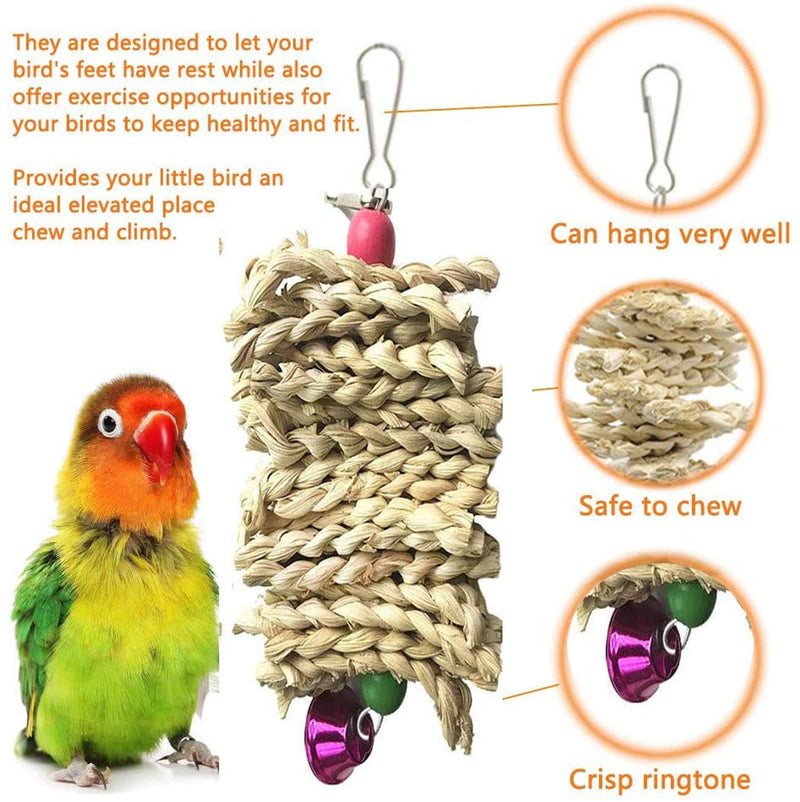 Wonninek 3 Pack Parrot Toys Chewing Bird Toy Cuttle Bone Beak Grinding Cage Hanging Bell Toys for African Greys Amazon Conure Eclectus Budgies Parakeet Cockatiel - PawsPlanet Australia