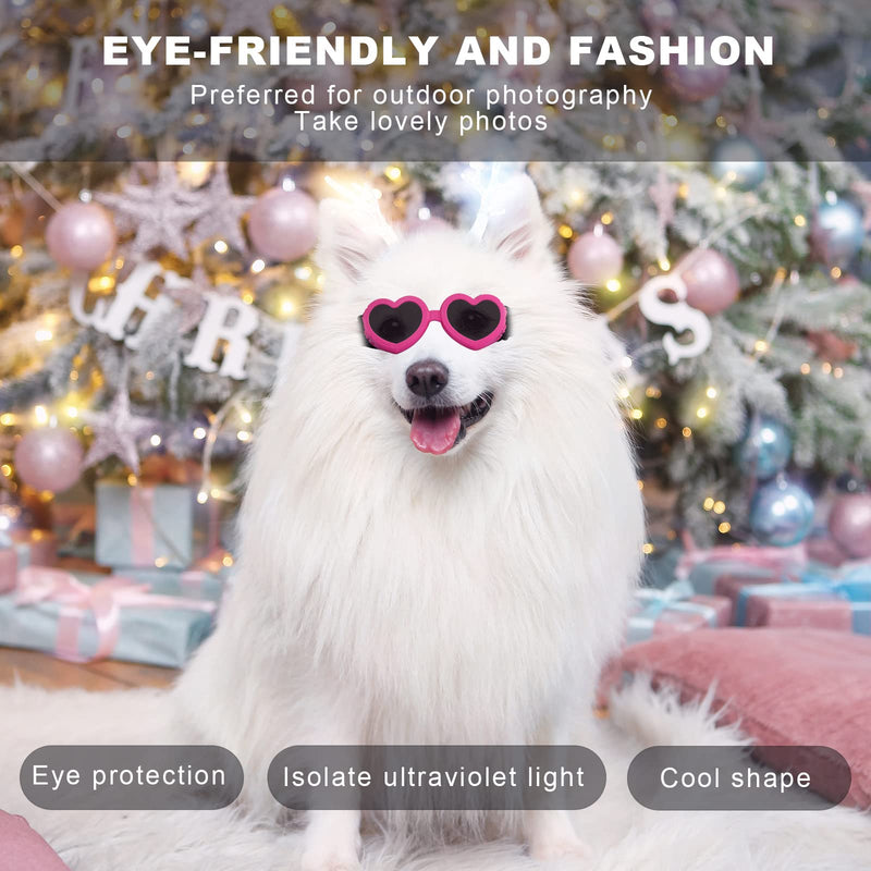 TOYMIS Pet Glasses, Small Breed Dog Sunglasses Adjustable High-Elastic Heart Shape Dog Goggles Dog Sunglasses Windproof for Pet Dogs Small Dog Eyewear Protection (Pink) - PawsPlanet Australia