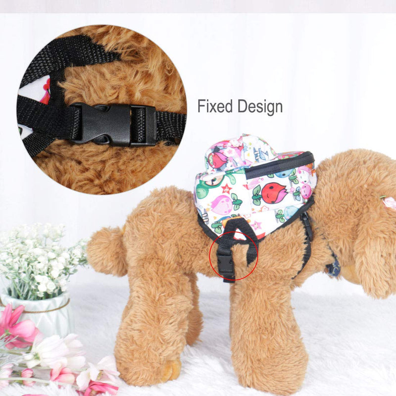 [Australia] - uxcell Dog Backpack Adjustable Straps Cartoon Printed Puppy Pet Carrier Holder Bag with Leash Rope for Outdoor Hiking Camping #4 S 