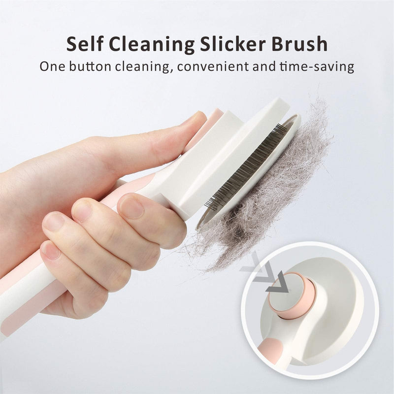 Baytion pet dog brush cat brush, hair remover pet brush for long hair and short hair, supple stainless steel bristles, quick cleaning of the brush to remove the undercoat - PawsPlanet Australia