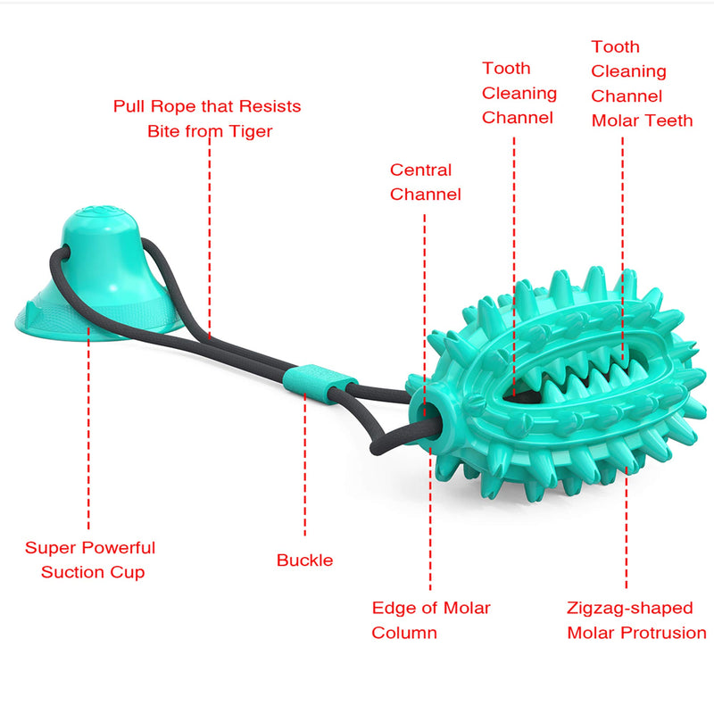 HANAMYA Toothbrush Dog Chew Toy with Suction Cup, Pet Food Dispenser, Water Floating, Turquoise Blue - PawsPlanet Australia