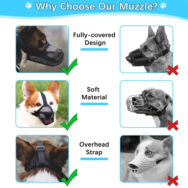 Muzzle for dogs, FWLWTWSS dog muzzle with rounded mesh and adjustable loop, dog muzzle for small, medium and large dogs prevents biting, chewing and barking (L) L - PawsPlanet Australia