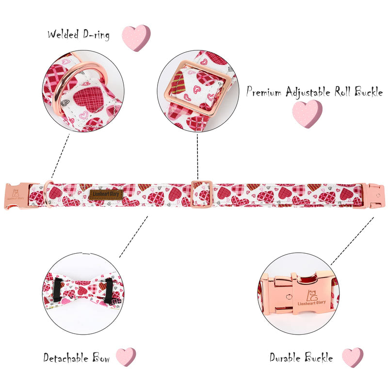 Lionheart glory Dog Collar, Adjustable Dog Collar with Bowtie, Pet Gift Collar for Dog Soft Bowtie Dog Collars for Small Medium Large Dogs X-Small (Pack of 1) Heart Cookies - PawsPlanet Australia