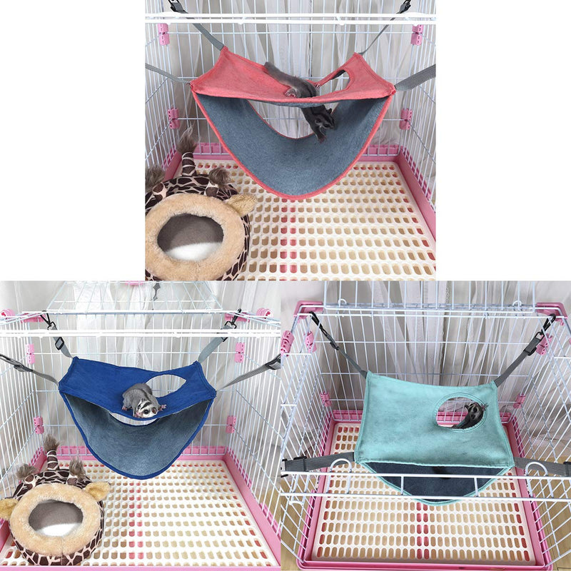 LEFTSTARER Small Pet Animal Bunkbed Hammock Shuttle with Holes for Hamster Sugar Glider Chinchillas Squirrel Ferret Guinea Pig Rat Cage Toy Accessories Bedding Hideout (Blue) Blue - PawsPlanet Australia