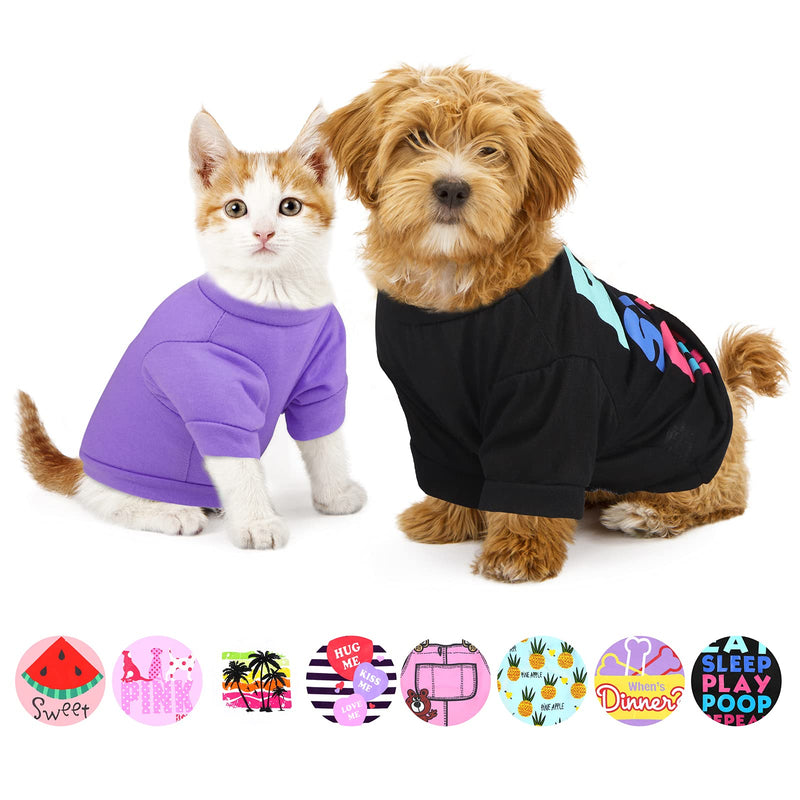 RUODON 9 Pieces Printed Puppy Dog Shirts and Dog Vest Soft Breathable Pet T-Shirt Set Daily Puppy Clothing for Small Dogs and Cats Medium - PawsPlanet Australia