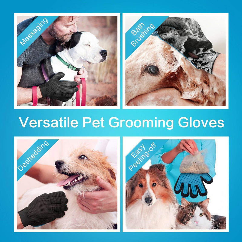 TuoDing Pet Glove Grooming Brush Deshedding gloves 【2020 Upgrade Version】Pet Grooming Gloves Brush for Long Short Fur Dogs Cats Rabbits Horses and More blue - PawsPlanet Australia