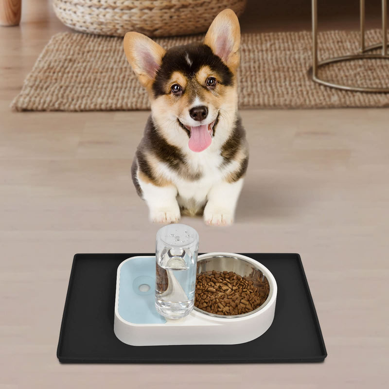 Amazon Brand - Umi Dog Food Mat, Silicone Waterproof Dog Cat Food Tray, Non Slip Pet Bowl Mats Place mat - 28.9x 46.9 x 1.3cm,Black 29 x 47 x 1.3cm Black - PawsPlanet Australia