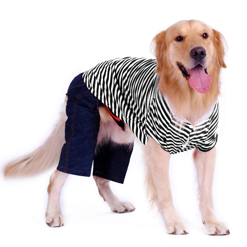 Petroom Large Dog Striped T Shirt,Dog Cute Shirts, Oversized Breathable Cotton Vest for Medium to Large Dogs S Girth(26~28)inch Black & White Stripes - PawsPlanet Australia