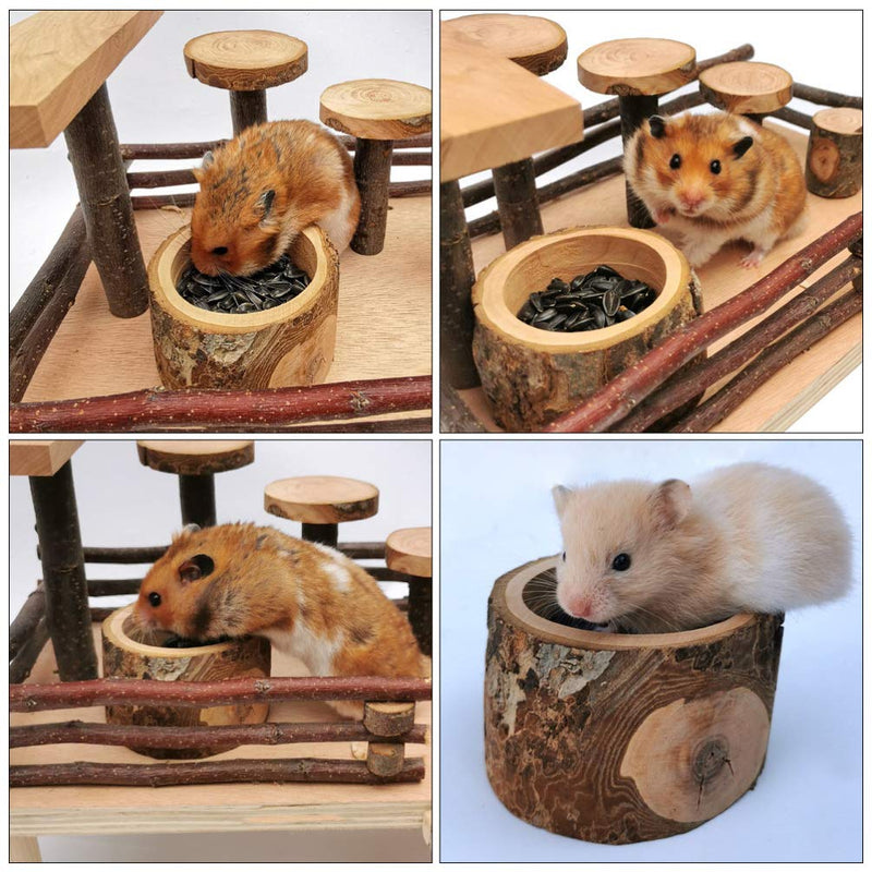 POPETPOP Hamster Wooden Food Bowl for Hedgehog Guinea- Pig Gerbil Squirrel Reptiles Chinchilla Ceramic Feeding Dish (Random Color) - PawsPlanet Australia