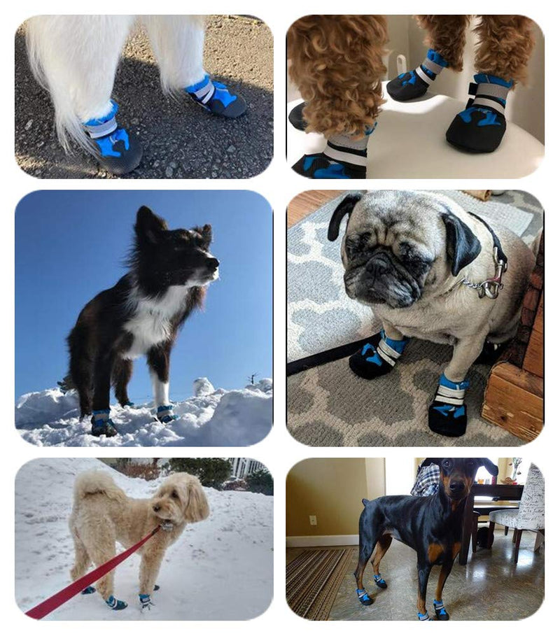 Dricar Dog Shoes, 4Pcs Dog Boots for Protect Paws, Anti Slip Waterproof Dog Shoes with Adjustable Reflective Straps for Small Medium Large Dogs, Blue (S) S - PawsPlanet Australia