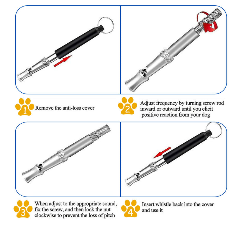 2 Pack Dog Whistle, Ultrasonic Stainless Steel Dog Whistle to Stop Barking Adjustable Dog Whistle with Lanyard Strap to Make Dogs Come to You Professional Dog Training & Behavior Aids for Large Dogs - PawsPlanet Australia