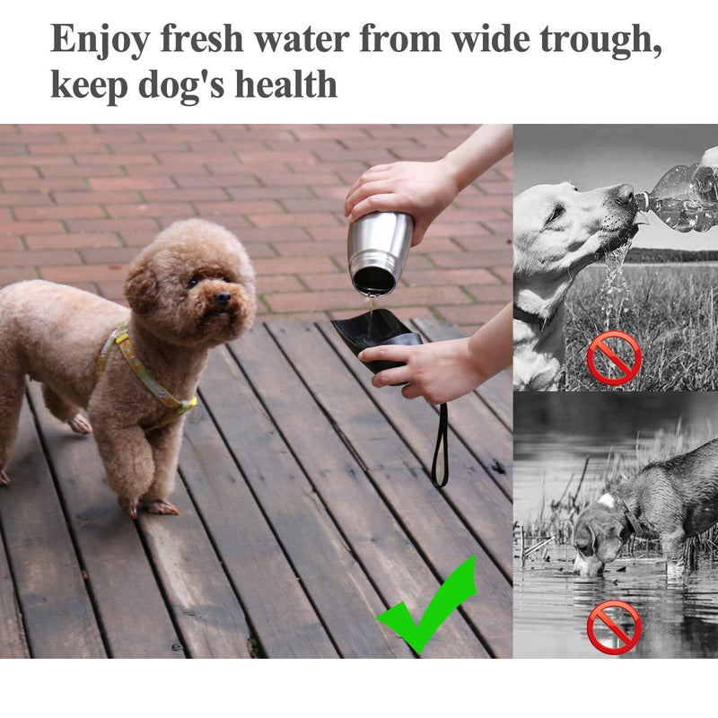 [Australia] - Vivaglory Stainless Steel Dog Water Bottle, 25oz Portable & Leakproof Dog Travel Water Bottle with Large Trough for Walking & Hiking Large Bottle-25oz 