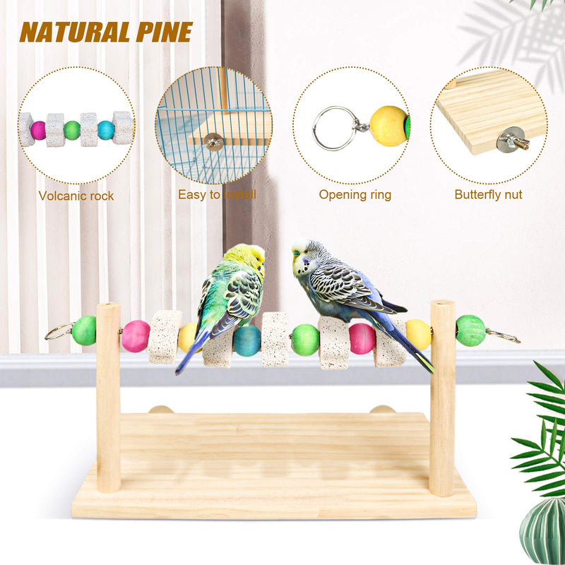 S-Mechanic Bird Cage Accessories, Wood Platform with Chew Toys Lava Ledge Blocks for Small or Medium Parrots,Parakeets,Finch,Mini Macao,Lovebirds style-1 - PawsPlanet Australia