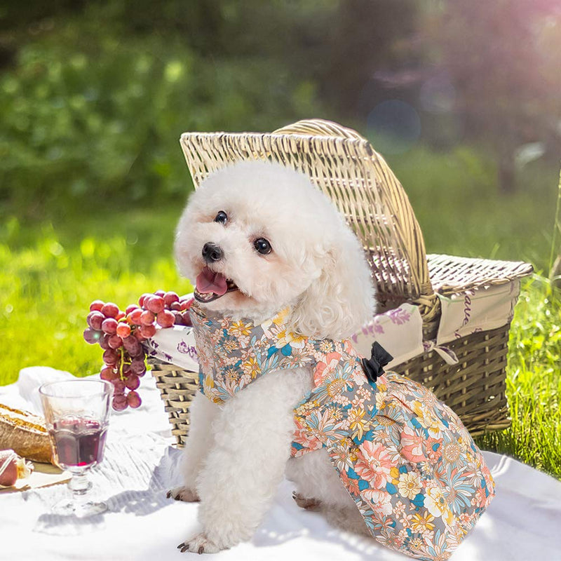 SCENEREAL Cute Flower Girl Dog Dress Pet Clothes - Beautiful Pet Puppy Skirt Full of Flower Patterns, Perfect for Daily Wear, Holidays and Taking Photos Small - PawsPlanet Australia