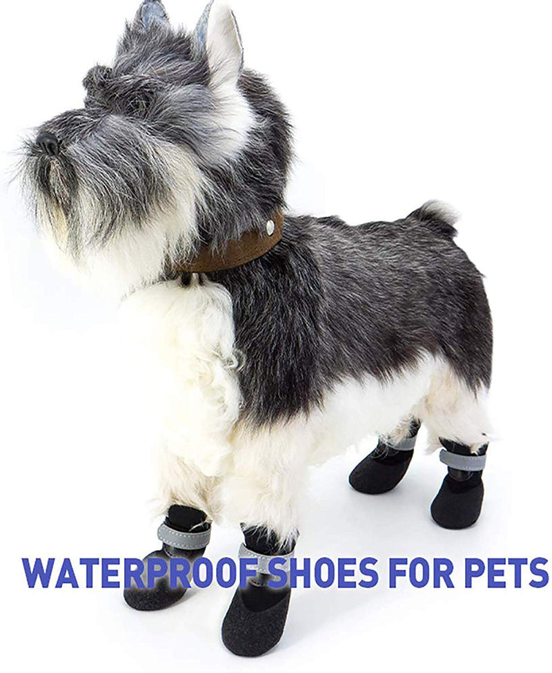 BESUNTEK Dog Boots,Waterproof Rugged Pet Dog Booties All Weather Puppy Shoes Large Dog Boots Nonslip Black Rubber Sole Reflective Velcro Strap Breathable Paw Protectors,4PCS 4 - PawsPlanet Australia