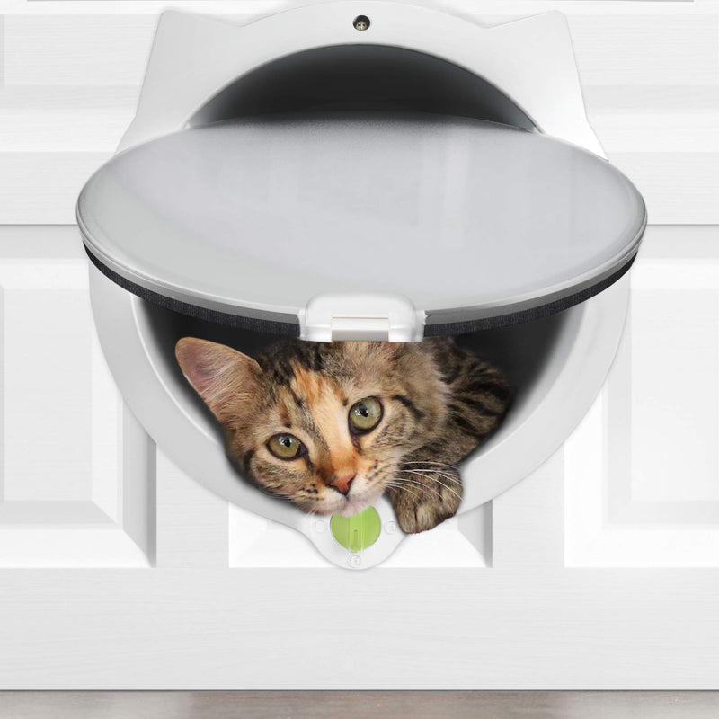 [Australia] - LYNX Cat Door for Pets – 4 Way Locking Cat Flap - for Interior Doors & Exterior Doors, Wall or Hidden Cat Litter Box – Easy & Quick Installation – Kitty Training Tips Included Off-White 
