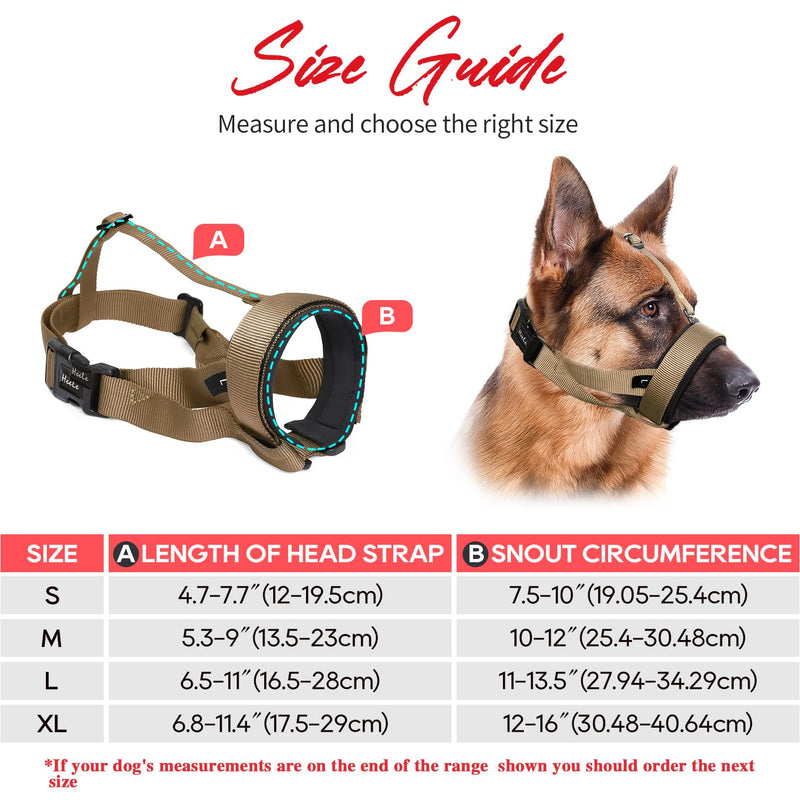 HEELE Muzzle for Dogs Soft Padded No More Chafing Dog Muzzle Adjustable Loop Dog Muzzle Anti Biting Muzzle for Small Medium Dogs Brown SS (Pack of 1) - PawsPlanet Australia