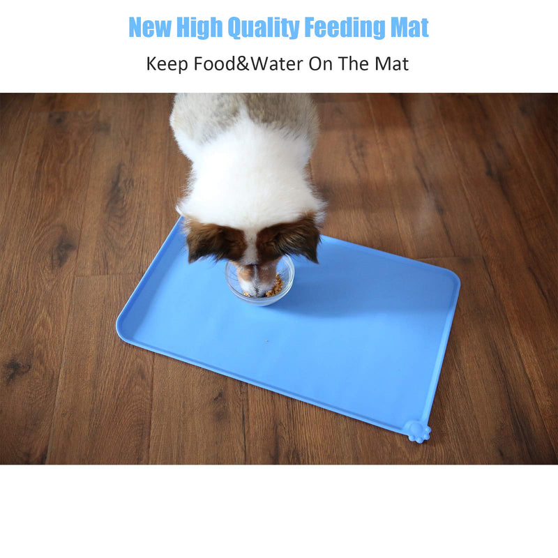 [Australia] - Scmkd Dog Cat Feeding Mat Silicone Pet Food Mat Non-Slip Cat Dog Bowl Mat Easy Clean Raised Edges Cat Dog Mat for Food and Water 