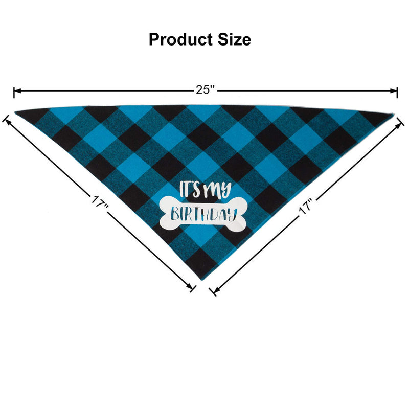 Dog Birthday Boy Bandana, It’s My Birthday Plaid Dog Puppy Birthday Bandana Triangle Scarf for Dog Birthday Party Supplies (Blue) Blue - PawsPlanet Australia