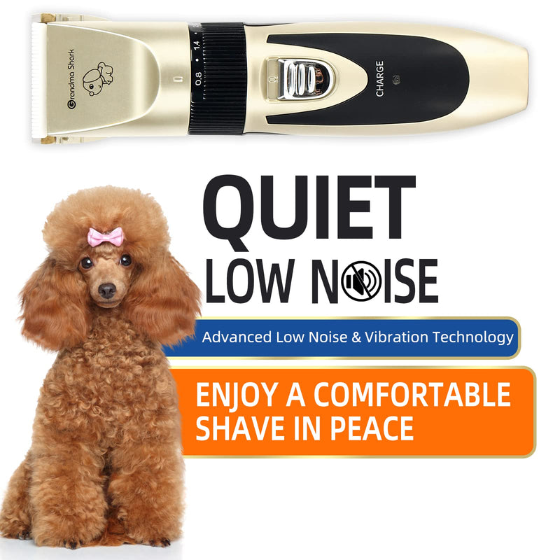 GRANDMA SHARK Professional Dog Grooming Kit, Rechargeable, Cordless, Low Noise Dog Clippers for Grooming Thick Coats - Clippers, Nail Trimmer, Complete Grooming Set for Dogs, Cats, Other Pets - PawsPlanet Australia