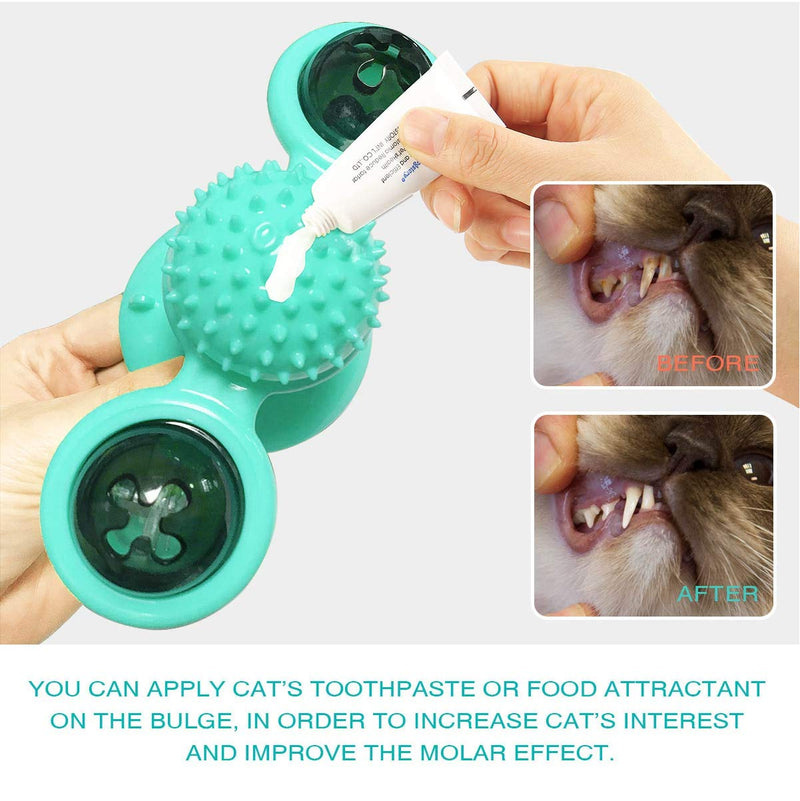 YUTANG Interactive Cat Catnip Toy for Indoor Cats, Windmill Catnip Toy Funny Kitten Toys Cat Toothbrush Toy Cats Hair Brush Turntable Massage Scratching Tickle Toy with Suction Cup Blue - PawsPlanet Australia