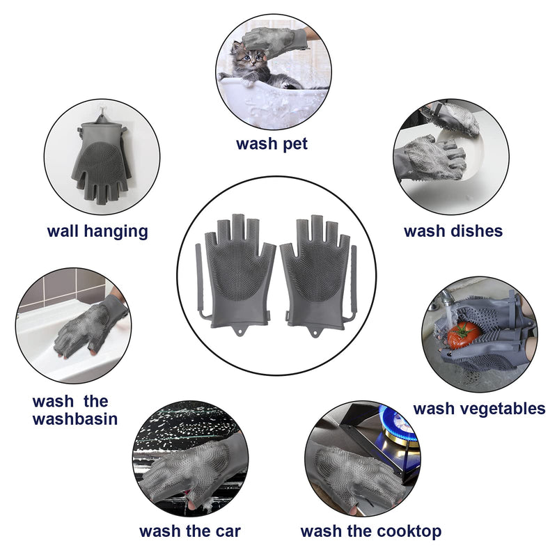 Magic Pet Bath Gloves Brush ,Perfect Dog &Cat Brush ,Pet Double-sided Bathe Shampoo Brush Gloves ,Heat Silicone Body Bathing Gloves for Animal (2 Pack) - PawsPlanet Australia