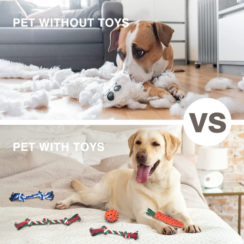 GENPAR dog chew toy, dental training, dog toy rope, puppy toy set, chew toy for small dogs and puppies, 100% natural cotton. (10-piece set) P009 - PawsPlanet Australia