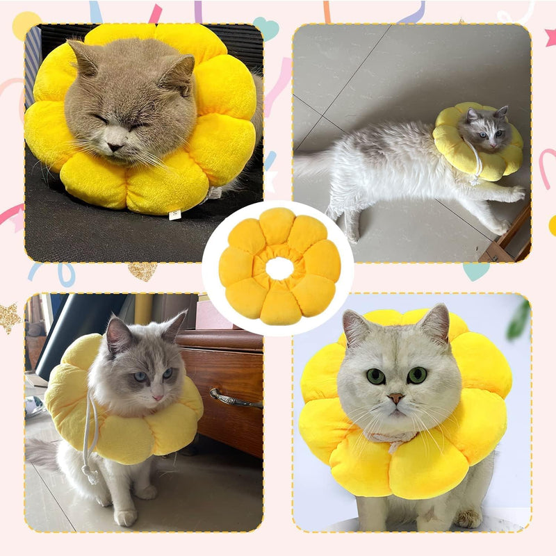 1PCS Cat Neck Brace, Adjustable Cute Sunflower Collar Cat Pets Protective Collar Cat Neck Brace Cat Cone Collar Anti Scratches for Kittens Puppies Rabbits, 12-20cm - PawsPlanet Australia
