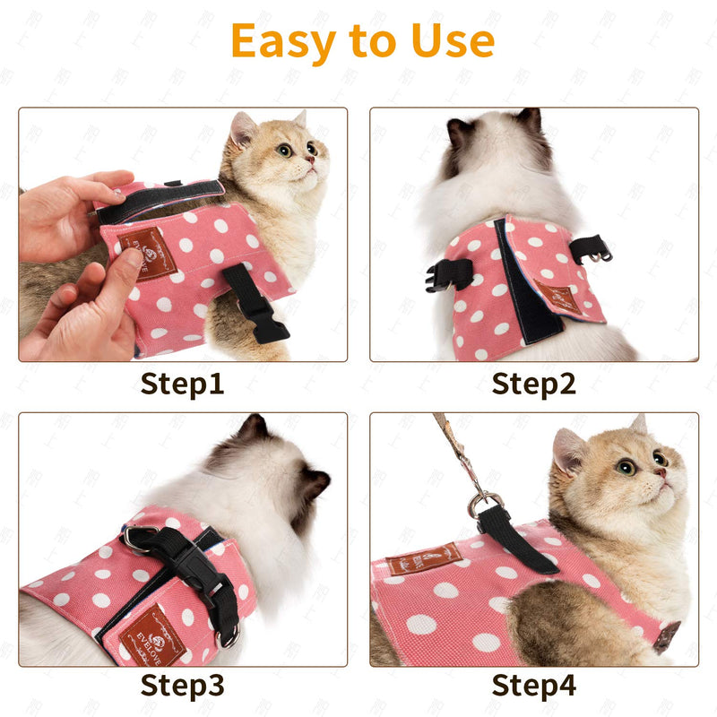 KATELUO Escape Proof Cat Harness, Cat Harness and Leash Set, Cat Vest Harness, Adjustable Soft Breathable Mesh, Perfect for Small Medium Cats (M, Pink) M - PawsPlanet Australia