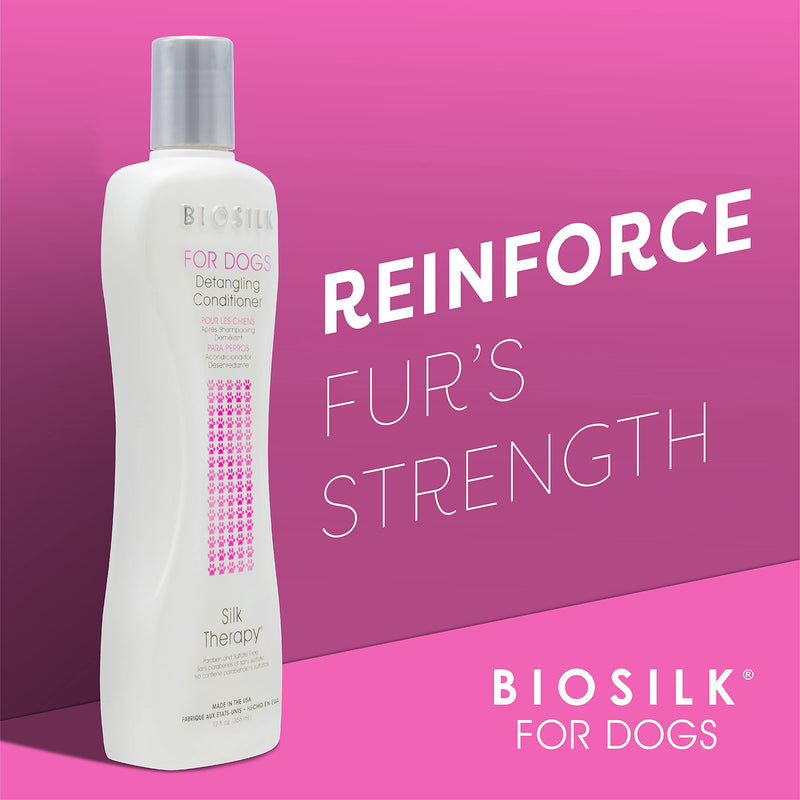 BioSilk for Dogs Silk Therapy Detangling Shampoo and Conditioner Dog Detangler, Dog Shampoo, Dog Grooming Supplies, Dog Conditioner, Dog Bathing Supplies, Dog Wash, Pet Shampoo for Dogs 12 fl oz - 1 Pack - PawsPlanet Australia