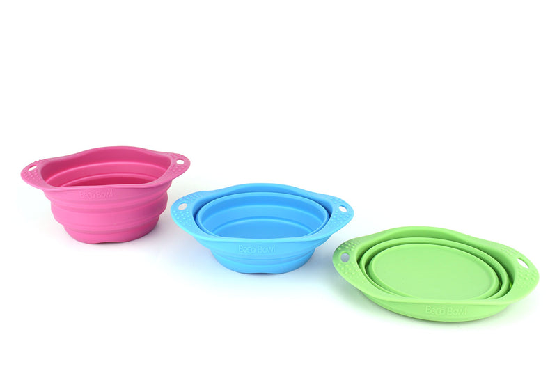 Beco Travel Bowl - Collapsable Silicone Food and Water Bowl for Dogs - M - Pink Medium - PawsPlanet Australia