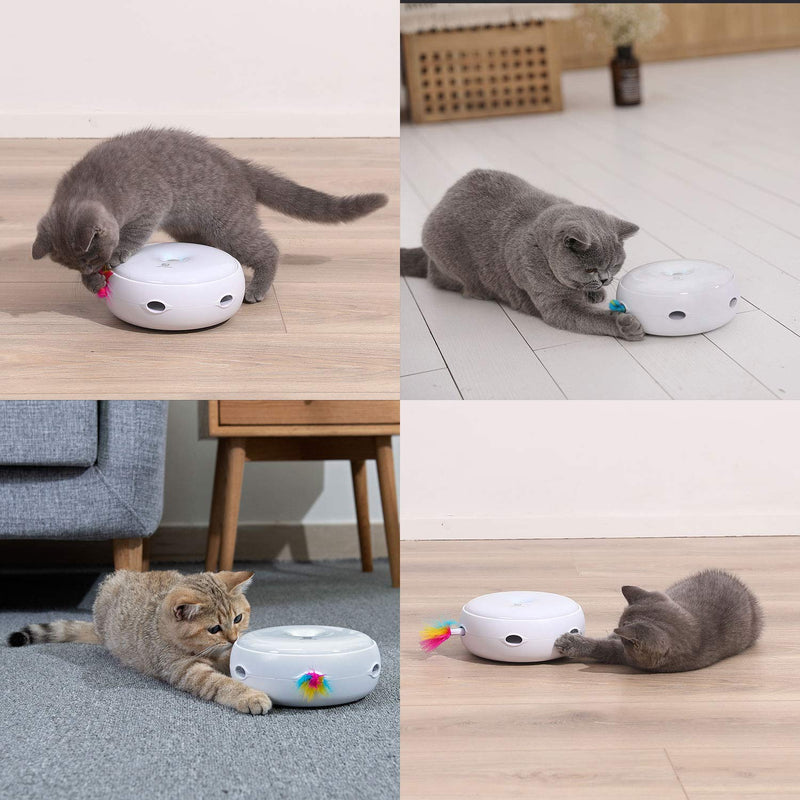 Pettom Interactive Cat Toys with Electronic Rotating Feather Automatic Ambush Cat Toy 3 Speed Modes Play Randomly Stimulates Cat's Senses & Instincts (Included Battery&Replace Feather) - PawsPlanet Australia