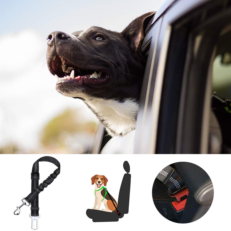OYEFLY Universal dog seat belt for the car, 1 piece dog seat belt with elastic shock absorption and strong carabiners, for all dog breeds and cats & car types (black) black - PawsPlanet Australia