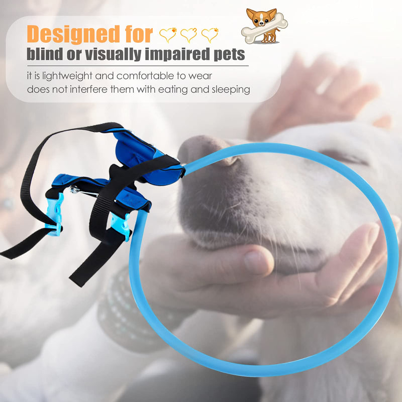 XIDAJIE Blind Dog Halo, Blind Dog Harness Guiding Device Adjustable Face Head Protection Circle Pet Anti-Collision Ring for Dogs Cats with Sick Eyes, Avoid Accidents & Build Confidence Blue XS - PawsPlanet Australia