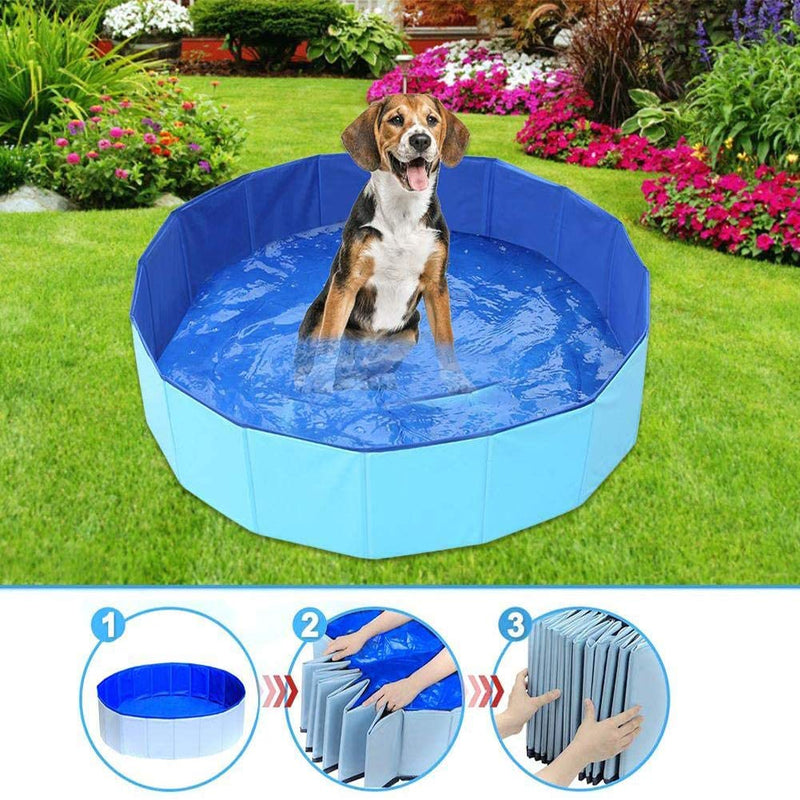 YUIP Foldable Dog Swimming Pool, Pet Dog Cat Bathing Tub for Portable Baths for Puppies/Cats and Dogs, Suitable for Indoor and Outdoor Use of Pets (60x20cm) (Blue) Blue - PawsPlanet Australia