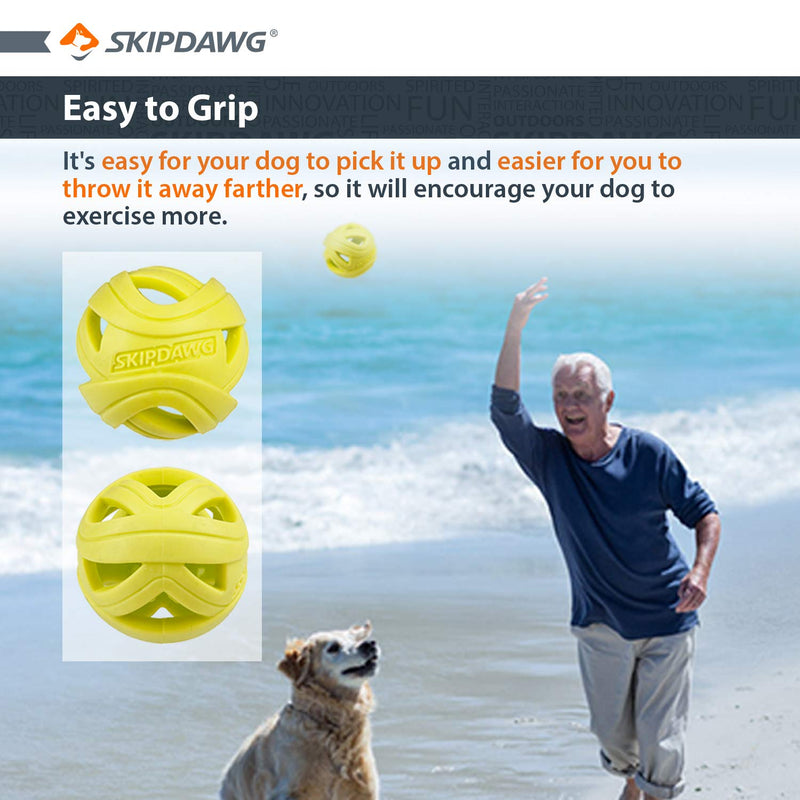 SKIPDAWG Dog Breezy Ball/Dog Catching Ball Outdoor Sports. Launcher Compatible Exercise Ball for Dogs Non Toxic TPR Material Light Weight, 2.5 Inches Plastic Balls for Dogs Small/Medium, 2 Pack - PawsPlanet Australia