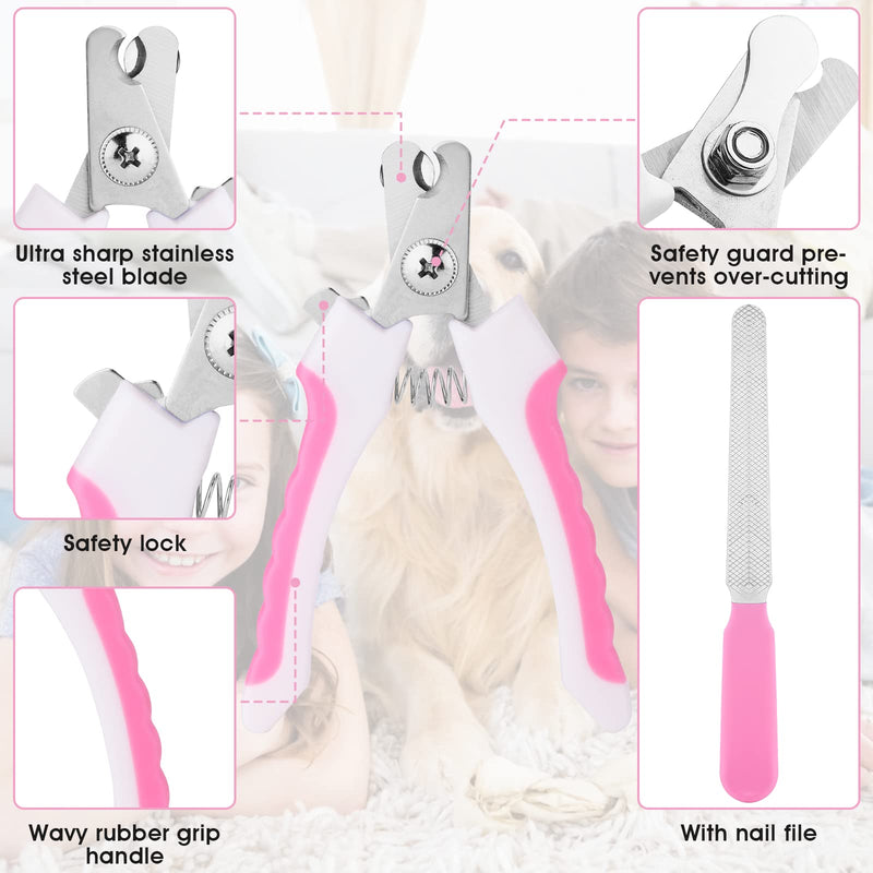 Molain Dog Claw Clippers, Dog Claw Clippers, Dog Nail Clippers, Dog Nail File, Professional Pet Trimmer, Dog Claw Clippers for Dogs and Cats, Pet Paw Care (Pink) Pink - PawsPlanet Australia