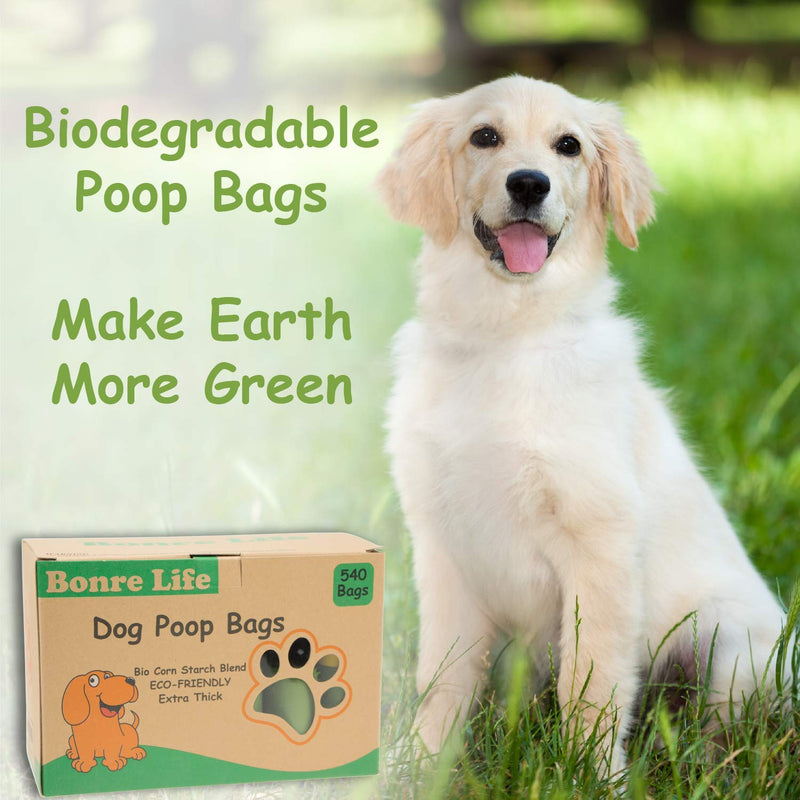 Bonre Life-Dog Poop Bags-540 BioBags,Super Strong,Extra Thick,Leak Proof Dog Waste Bags Made from Corn Starch,Biodegradable Dog Poo Bags 540 Bags - PawsPlanet Australia