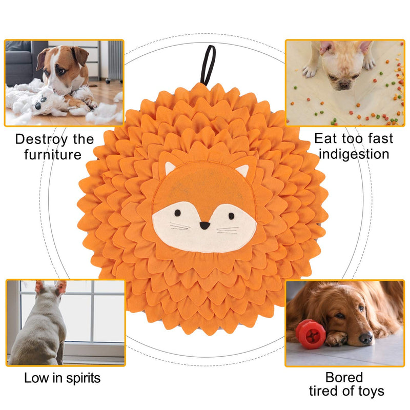 Dog Snuffle Mat Pet Slow Feeding Mat Small Dog, Dog Interactive Game Puzzle Toys Smell Foraging Skill Training for Dogs Cats 55cm Fox - PawsPlanet Australia