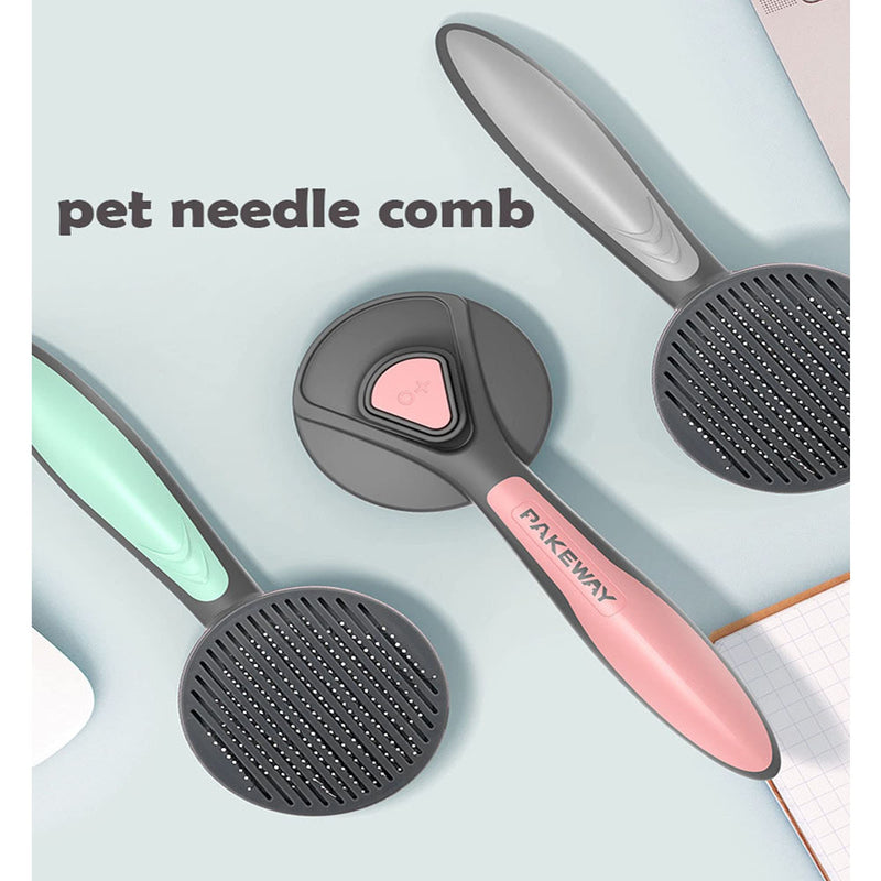 Cat Dog Grooming Brush, Cats Dogs Brushes for Long Haired & Short Hair,Pet Self Cleaning Shedding Brush Massage Combs, Daily Use to Clean Loose Fur & Dirt - Blue Pink Grey (GREEN) GREEN - PawsPlanet Australia